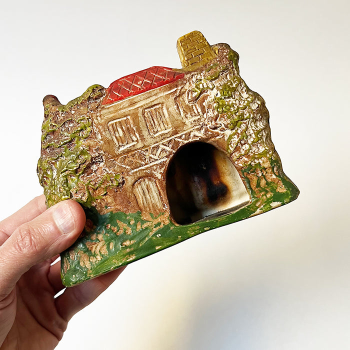 Vintage Garden Cottage with a Red Roof Ceramic Incense Burner