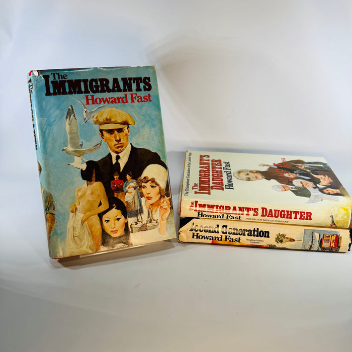 Vintage Historical Fiction Howard Fast Trilogy Bundle — The Immigrants, Second Generation & The Immigrant’s Daughter (1977–1985) — Houghton Mifflin | Family Saga