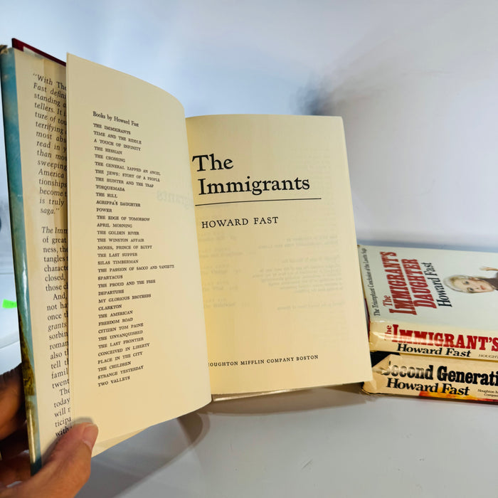 Vintage Historical Fiction Howard Fast Trilogy Bundle — The Immigrants, Second Generation & The Immigrant’s Daughter (1977–1985) — Houghton Mifflin | Family Saga