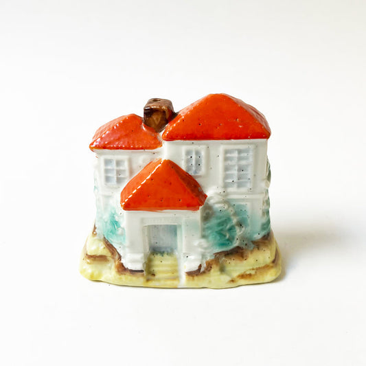 Vintage House with an Orange Roof Porcelain Incense Burner