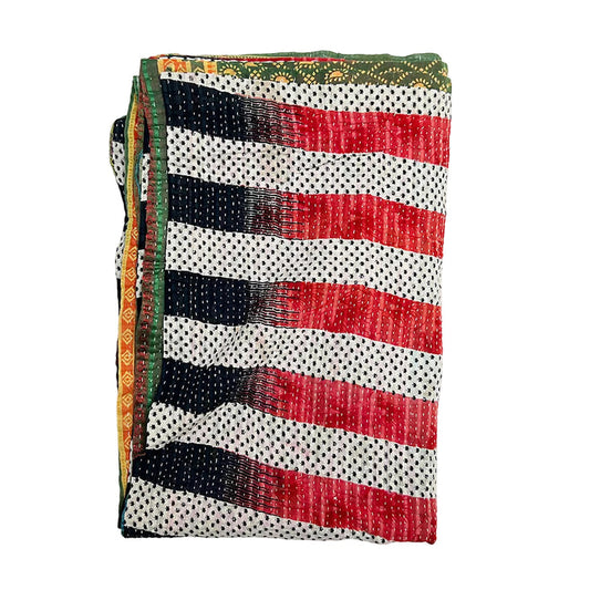 Vintage Kantha Reversible Cotton Throw Blanket (E1)