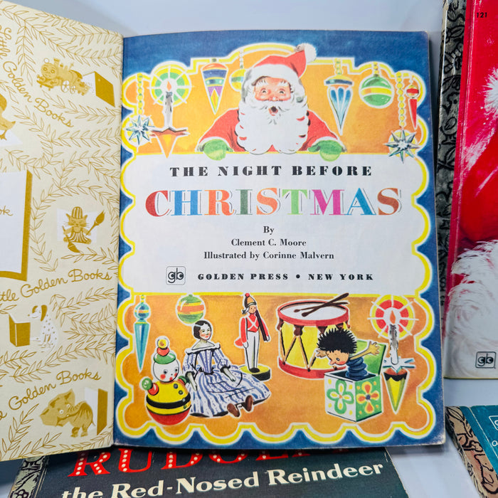 Vintage Little Golden Books Christmas Bundle of 4 — Night Before Christmas, Santa’s Surprise Book, Rudolph, Frosty (1970s printings) — Golden Press | Holiday Kids Classics
