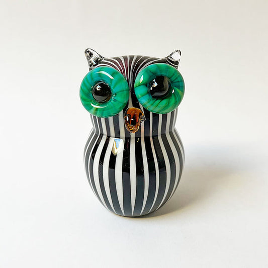 Vintage Murano Glass Striped Owl Figurine