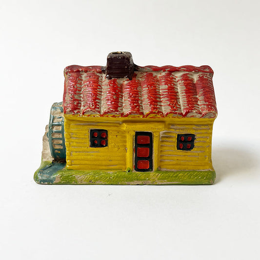 Vintage Yellow House with a Water Wheel Ceramic Incense Burner