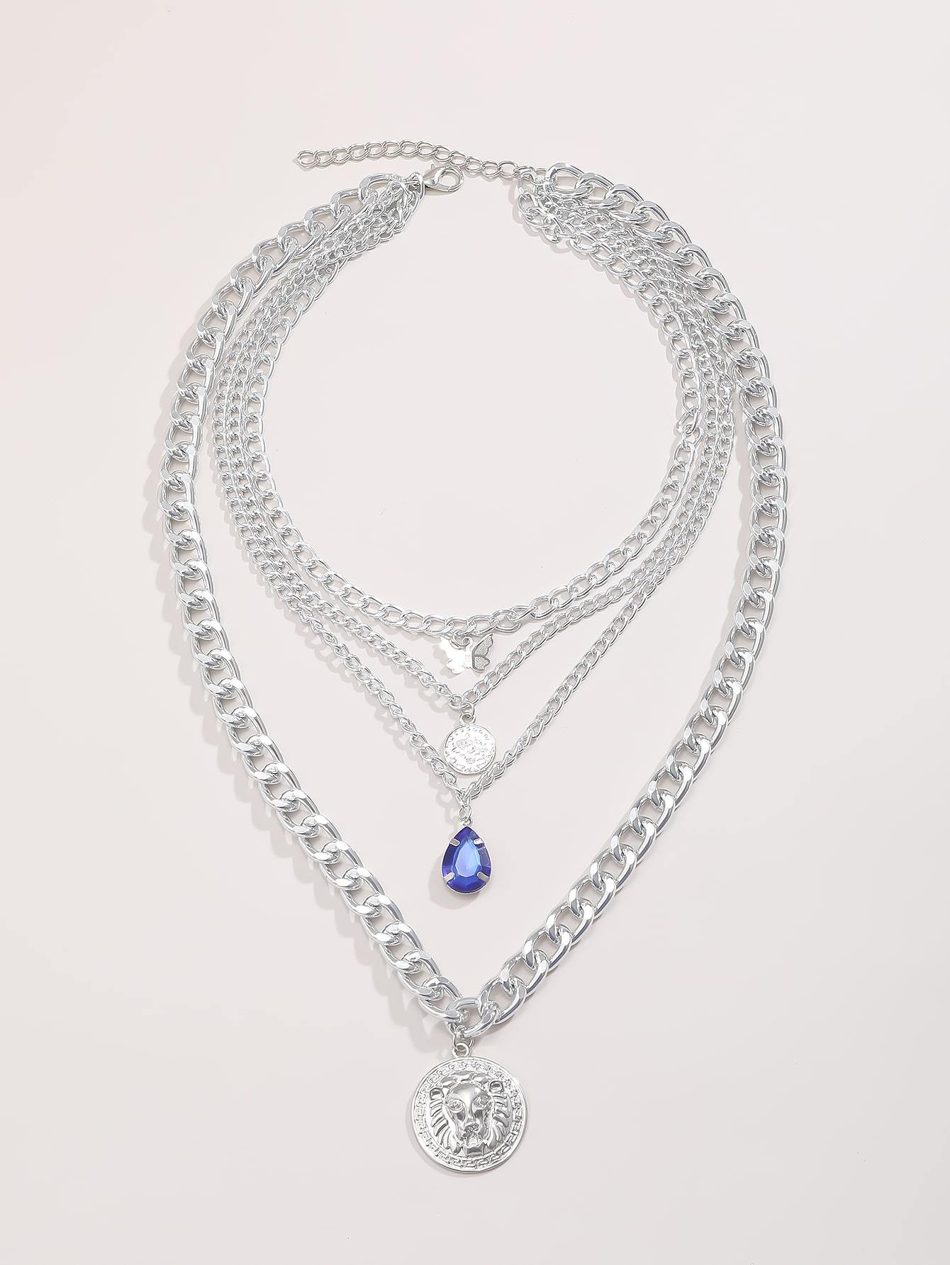 Water Drop Gemstone Layered Necklace for Women