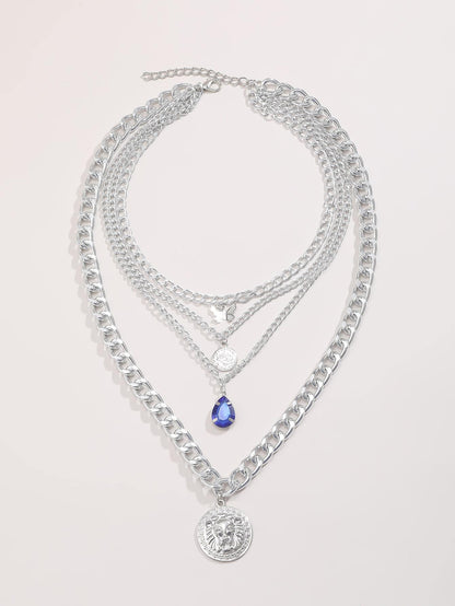Water Drop Gemstone Layered Necklace for Women