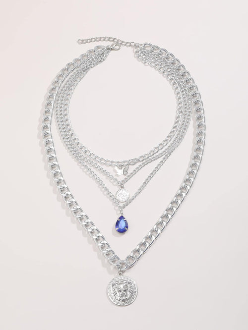 Water Drop Gemstone Layered Necklace for Women