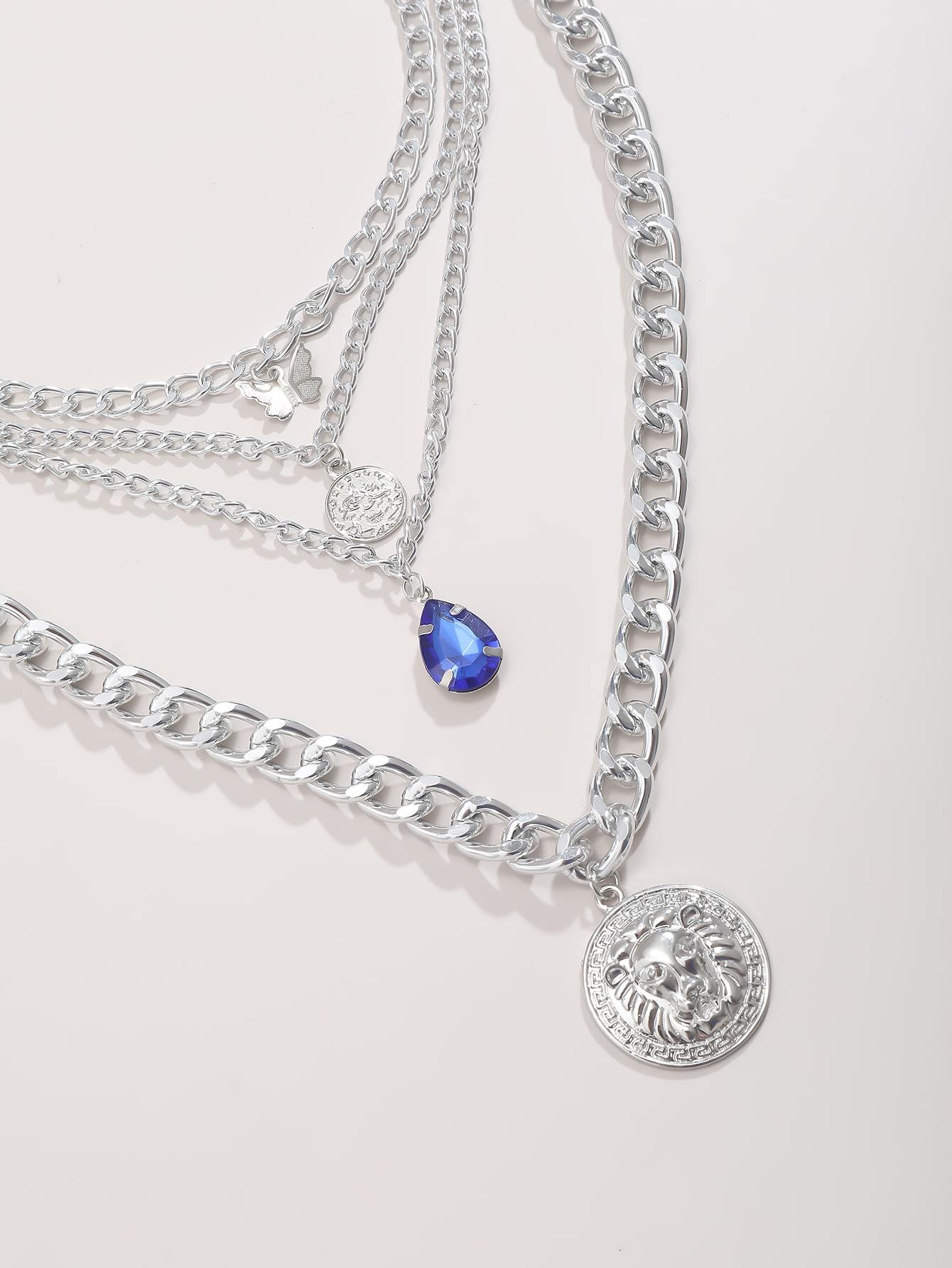 Water Drop Gemstone Layered Necklace for Women