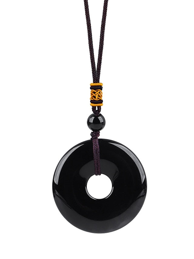 1PC Pendant Necklace Long Necklace For Men's Stone Black Street Gift Daily Crystal Stone Retro Friends for Women