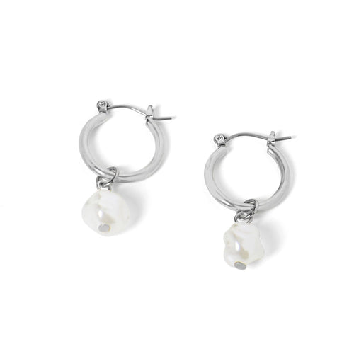 Whispers Small Hoop with Pearl Dangle