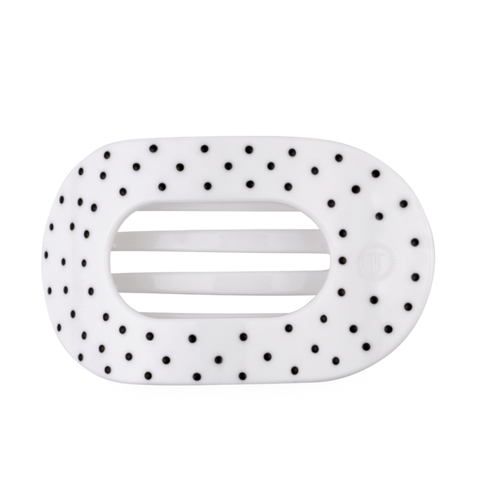 White Polka Dot Party Large Flat Round Hair Clip