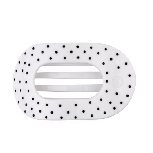 White Polka Dot Party Large Flat Round Hair Clip