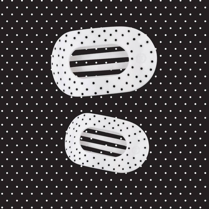 White Polka Dot Party Large Flat Round Hair Clip