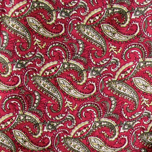 Wyoming Traders Wildrag Paisley Wine/Olive Silk Scarf