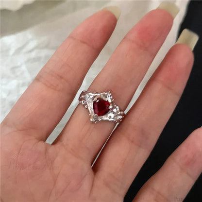 Y2K Gothic Animal Spider Crimson Crystal Ring