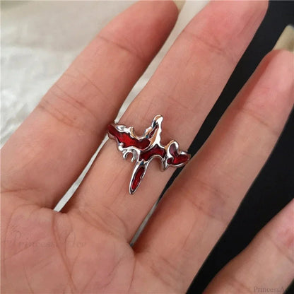 Y2K Gothic Animal Spider Crimson Crystal Ring